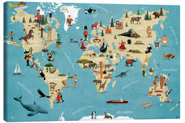 Canvastavla World map with animals (German) - coico
