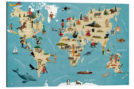 Magnettafel Weltkarte mit Tieren