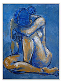 Poster Blue Heart - Female Nude