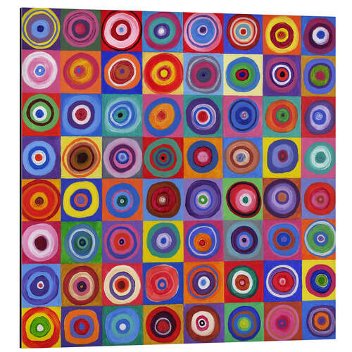 Tableau en aluminium Carré de cercles selon Kandinsky