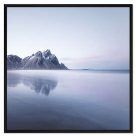 Gerahmter Kunstdruck Vestrahorn in Island zum Sonnenuntergang