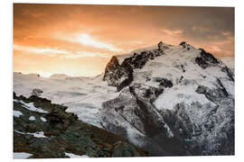 Foam board print Monte Rosa mountain peak during a dramatic sunrise  View from Gornergrat, Zermatt, Valais, Switzerla