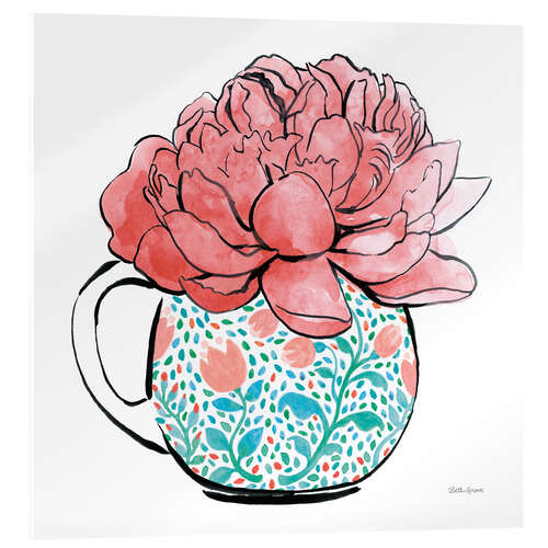 Akrylbilde Floral Teacups I