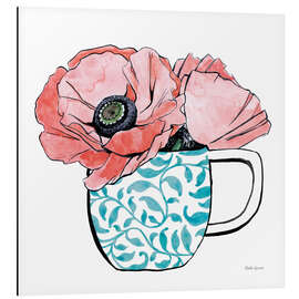 Aluminium print Floral Teacups II