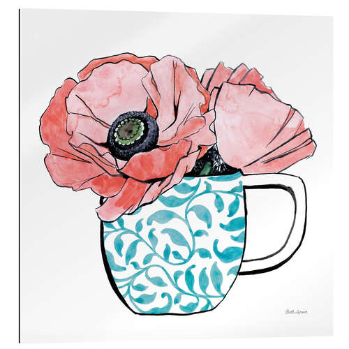 Quadro em plexi-alumínio Floral Teacups II