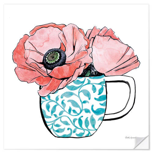 Adesivo murale Floral Teacups II