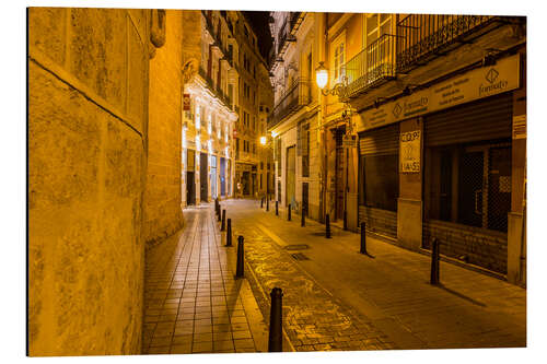 Aluminiumtavla Valencia old town at night