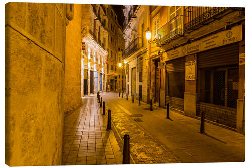 Canvas print Valencia old town at night