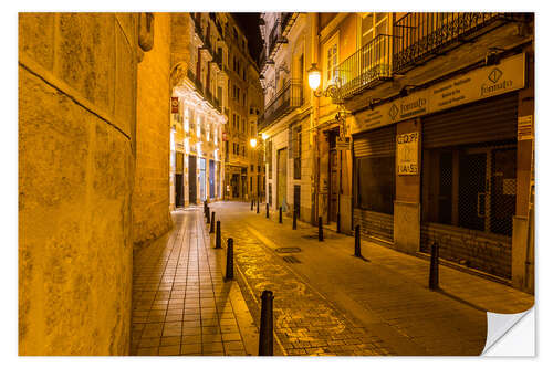 Selvklebende plakat Valencia old town at night