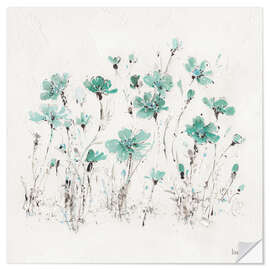 Sticker mural Fleurs sauvages turquoise