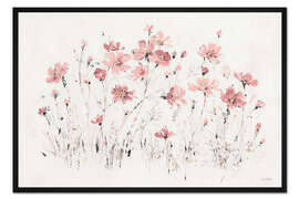 Gerahmter Kunstdruck Wildblumen in rosa