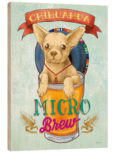 Wood print Beer Dogs I