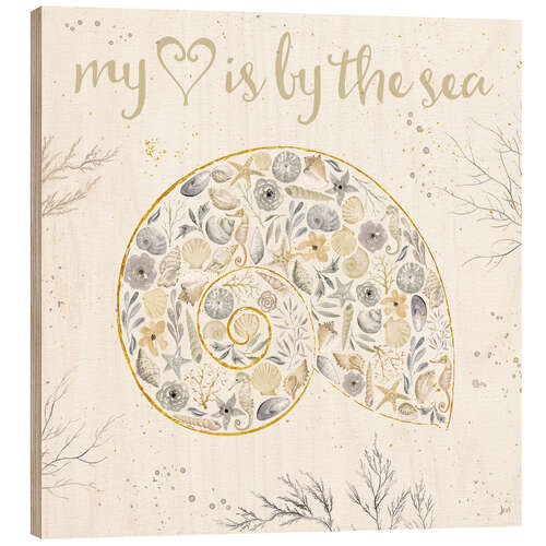 Wood print Seaside Blossoms III Neutral