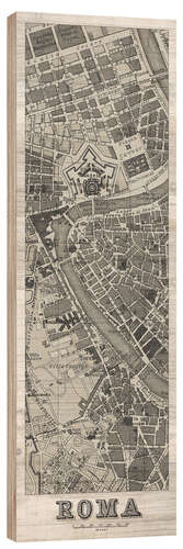 Hout print Vintage Roma Map Panel