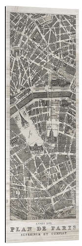 Quadro em plexi-alumínio Vintage map of Paris