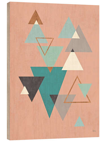 Wood print Abstract Geo II Pink