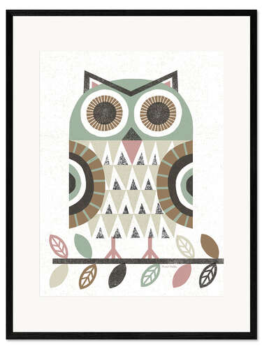 Inramat konsttryck Folklore owl