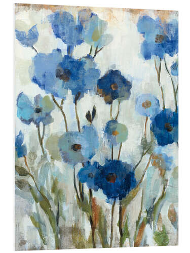 Tableau en PVC Abstrait floral bleu II