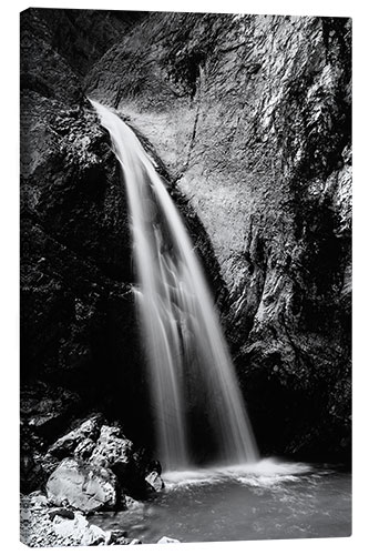 Lærredsbillede Black and White image of Chessiloch Waterfall, Entlebuch, Switzerland