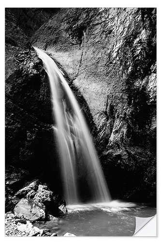 Naklejka na ścianę Black and White image of Chessiloch Waterfall, Entlebuch, Switzerland