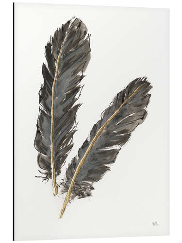 Aluminium print Gold Feathers IV on White