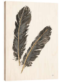 Wood print Gold Feathers IV