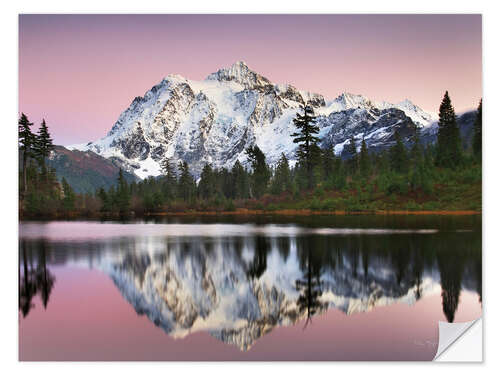 Selvklæbende plakat Mount Shukan Reflection II