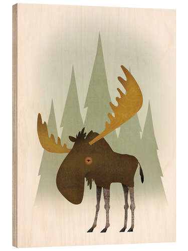 Wood print Forest moose