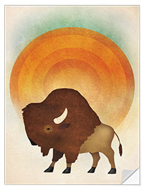 Selvklebende plakat Bison i solen