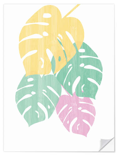 Sticker mural Feuilles de monstera pastel