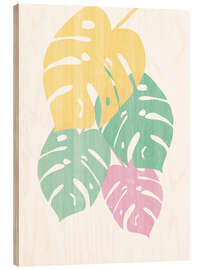 Holzbild Monstera III Bright on White