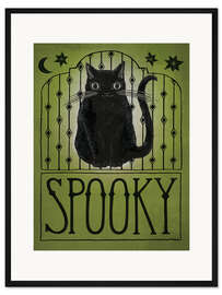 Gerahmter Kunstdruck Vintage Halloween Spooky Katze