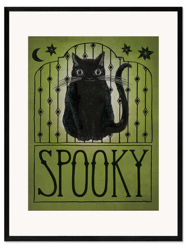 Gerahmter Kunstdruck Vintage Halloween Spooky Katze