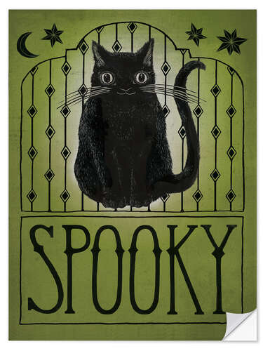 Selvklebende plakat Vintage Halloween Spooky Cat