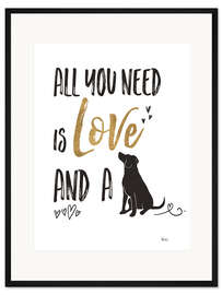 Gerahmter Kunstdruck Hundeliebe (Englisch)