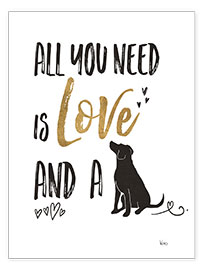 Poster  All you need is love and a dog (anglais) - Veronique Charron