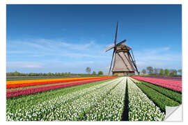 Vinilo para la pared Flowers and windmill