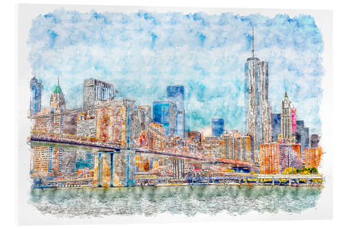 Acrylglasbild New York Skyline mit Brooklyn Bridge