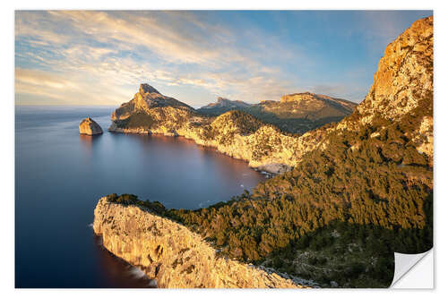 Selvklebende plakat Evening sun at Cap de Formentor, Mallorca