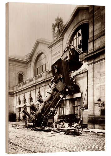 Quadro de madeira Acidente ferroviário na estação de Montparnasse em Paris