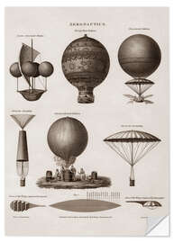 Selvklebende plakat Illustration of early hot air balloon designs