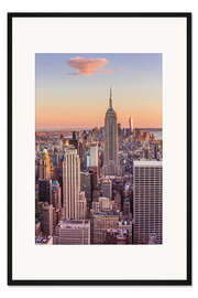 Gerahmter Kunstdruck Manhattan Skyline, Empire State Building, Sonnenuntergang
