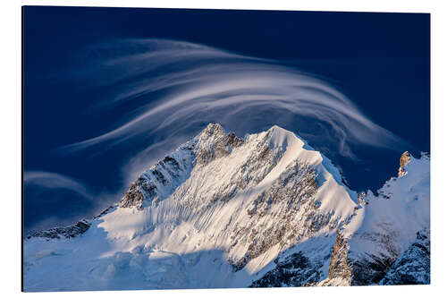 Aluminium print Gentle cloud over Piz Bernina, Switzerland