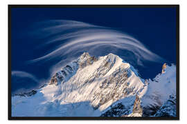 Gerahmter Kunstdruck Sanfte Wolke über Piz Bernina, Schweiz