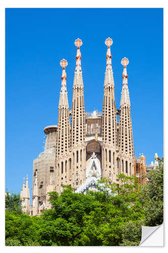 Selvklebende plakat La Sagrada Familia church in Barcelona