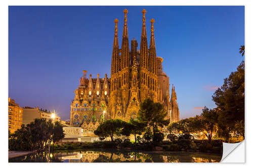 Wandsticker Nach über der La Sagrada Familia Kirche in Barcelona