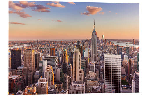 Tableau en plexi-alu Skyline de Manhattan et lumière rose