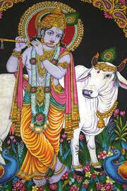 Magnettafel Musizierender Krishna im Mariamman Hindutempel