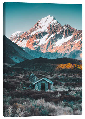 Leinwandbild Hütte am Mount Cook in Neuseeland