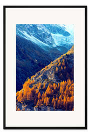 Gerahmter Kunstdruck Ein Gleitschirmfliegen im Herbst